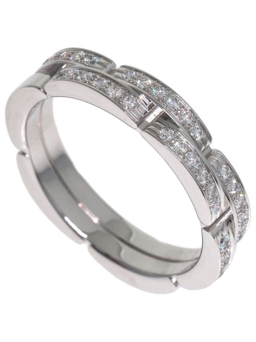 Cartier Maillon Panthere Row Diamond 55 Ring 18k White Gold